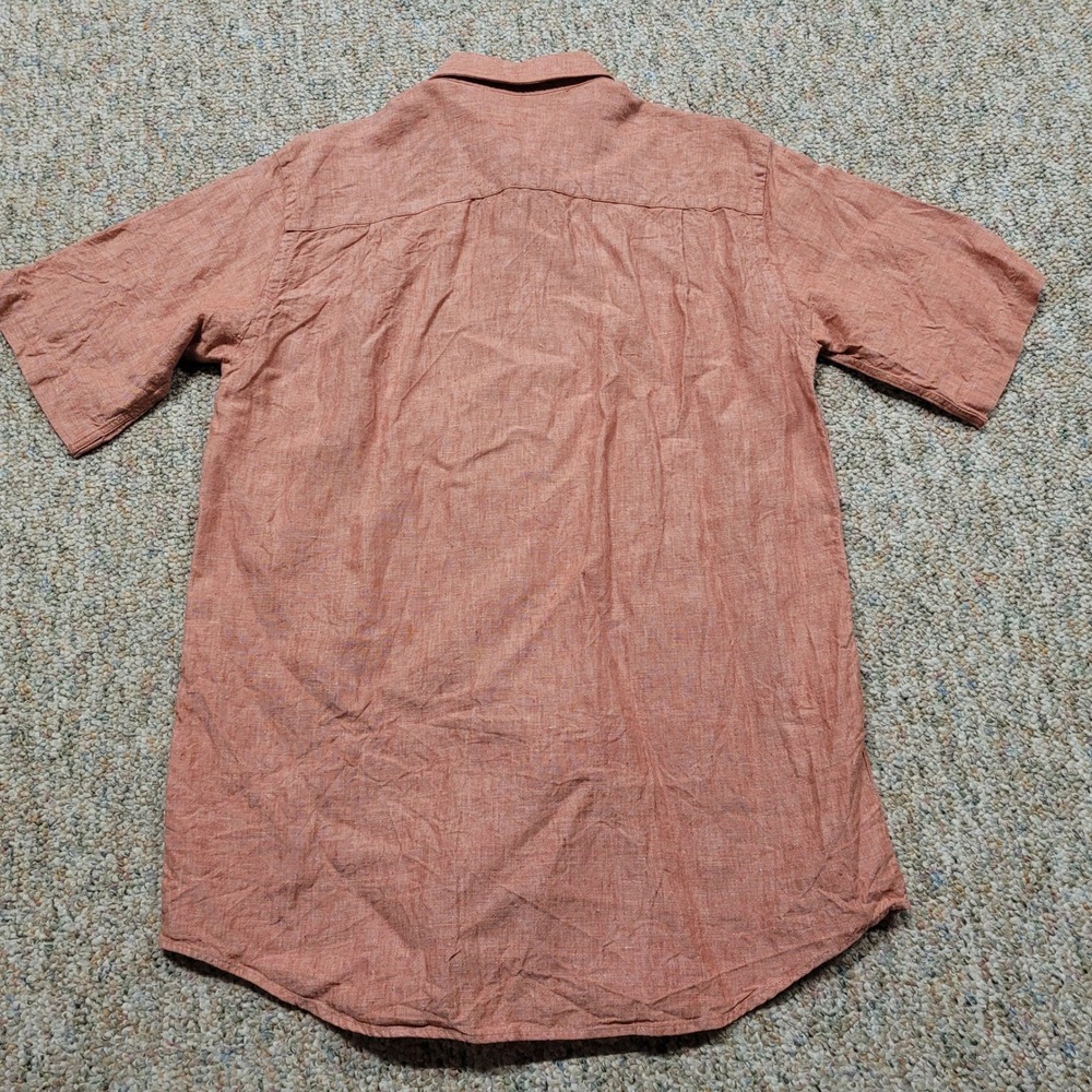 LL Bean Shirt Mens Small Red Linen Short Sleeve Button Down 0VV84 Outdoors - Picture 10 of 11
